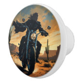 砂漠にオートバイのライダー セラミックノブ (右)