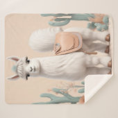 砂漠にサドルを持つラマ シェルパブランケット (正面(横))