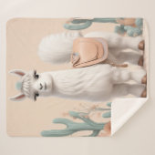 砂漠にサドルを持つラマ シェルパブランケット (正面(横))