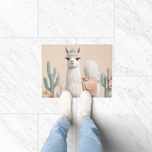 砂漠にサドルを持つラマ ドアマット (室内)