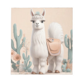 砂漠にサドルを持つラマ ノートパッド