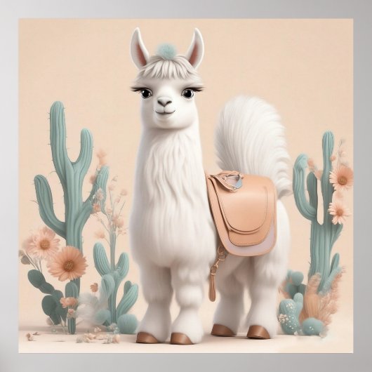 砂漠にサドルを持つラマ ポスター (正面)