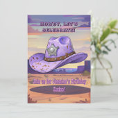 砂漠に浮かぶライトパープル女性のカーボーイハット 招待状 (スタンド正面)