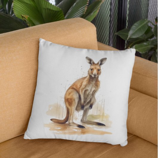 砂漠に立っている水色の茶色のカンガルー クッション