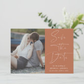 砂漠のさびのモダンレタリング写真保存日 招待状 (スタンド正面)