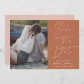 砂漠のさびのモダンレタリング写真保存日 招待状 (正面/裏面)