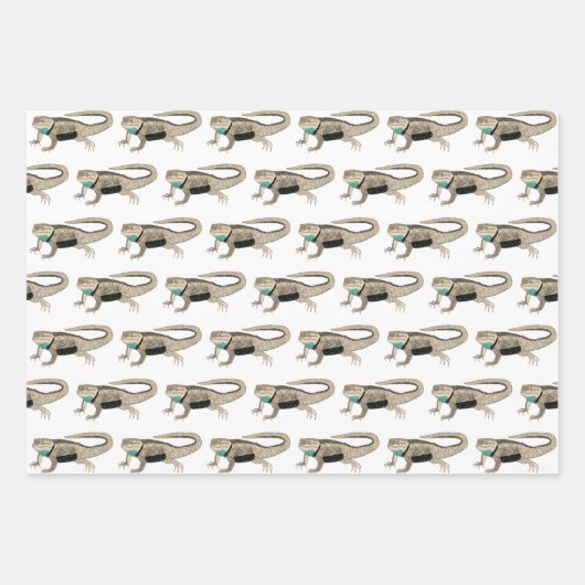 砂漠のとげのあるトカゲの芸術爬虫類のパターン贈り物 ラッピングペーパーシート (正面2)