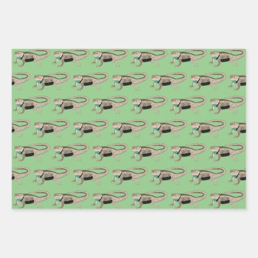 砂漠のとげのあるトカゲの芸術爬虫類のパターン贈り物 ラッピングペーパーシート (正面)