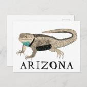 砂漠のとげトカゲARIZONA野生動物自然アート ポストカード (正面/裏面)