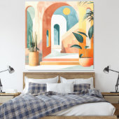 砂漠のアーチ – モダン抽象芸術・アーキテクチャ キャンバスプリント (インサイチュ (寝室))