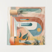 砂漠のアーチ – モダン抽象芸術・アーキテクチャ タペストリー (正面(横))