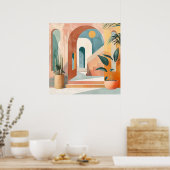 砂漠のアーチ – モダン抽象芸術・アーキテクチャ ポスター (キッチン)