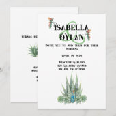 砂漠のウェディングを飾る多肉植物をテーマにしたもの 招待状 (正面/裏面)