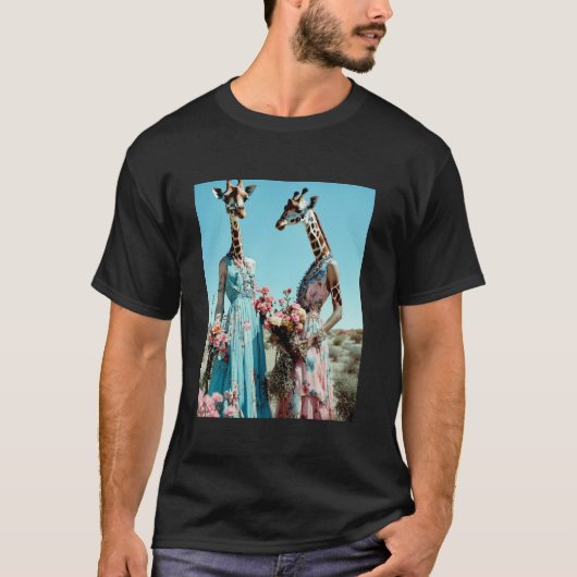砂漠のエレガンス:開花Tシャツのギラフェ。 Tシャツ (正面)