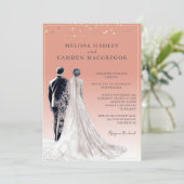 砂漠のエレガントコーモダンドQRコー結婚ド 招待状 (スタンド正面)