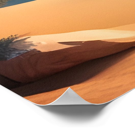 砂漠のオアシスと湖 ポスター (角)