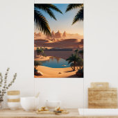 砂漠のオアシスと湖 ポスター (キッチン)