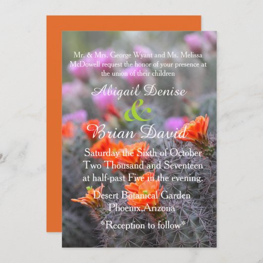 砂漠のオレンジ色の背景 招待状 (正面/裏面)