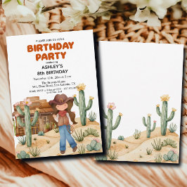 砂漠のカウボーイガール8th誕生日パーティー 招待状