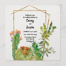 砂漠のカクタス水彩ウェディング