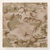 砂漠のカモフラージュと小石 軍事 軍隊 ガラスコースター (正面)