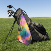 砂漠のカラフル夕日モノグラム ゴルフタオル (グリーン)