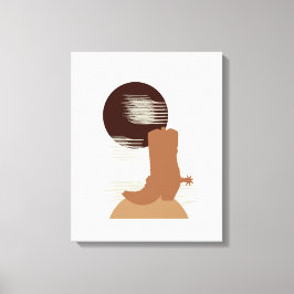 砂漠のキャンバスアートでカウボーイブーツ キャンバスプリント