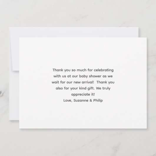 砂漠のキャンパークロースレインピンクの赤ちゃんシャワー サンキューカード (裏面)