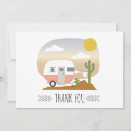 砂漠のキャンパークロースレインピンクの赤ちゃんシャワー サンキューカード