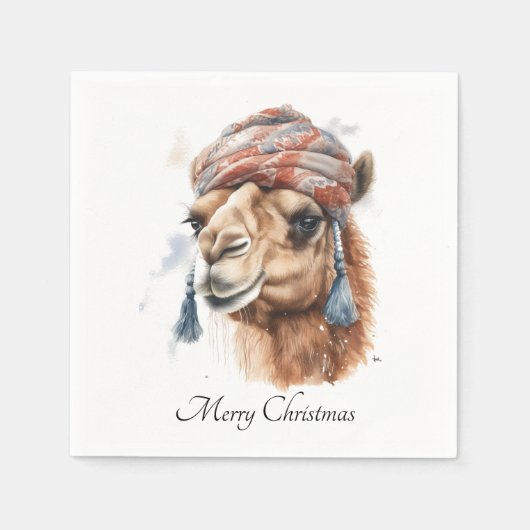 砂漠のクリスマスの喜びカスタム、 スタンダードカクテルナプキン (正面)