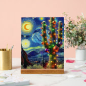 砂漠のクリスマスSaguaroサボスブルーグリーン アクリルサイン (ウェディング)