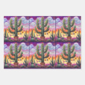 砂漠のクリスマスSaguaroサボテンのデクページ ラッピングペーパーシート (正面3)
