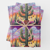 砂漠のクリスマスSaguaroサボテンのデクページ ラッピングペーパーシート (インサイチュ)