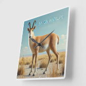 砂漠のサイガアンテロープ スクエア壁時計 (傾斜)