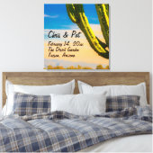 砂漠のサグアロのサボテンの結婚式の日付と場所 キャンバスプリント (インサイチュ (寝室))