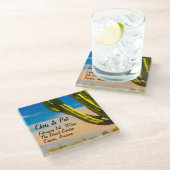 砂漠のサグアロの花の結婚式の日付と場所 ガラスコースター (アングル)