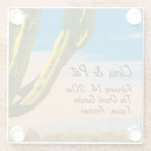 砂漠のサグアロの花の結婚式の日付と場所 ガラスコースター (裏面)