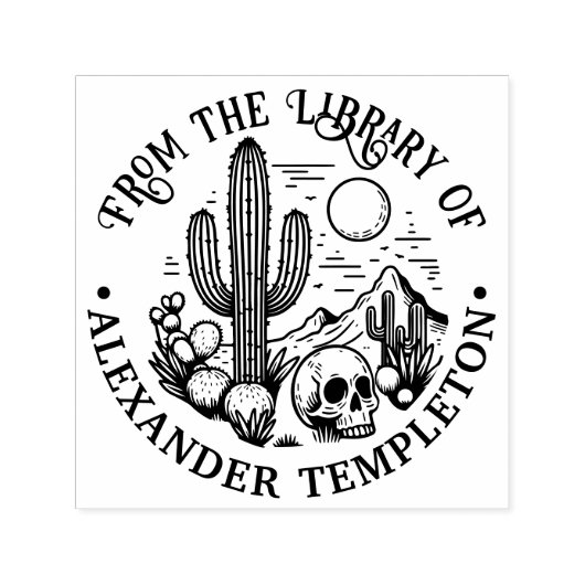 砂漠のサボテンのシーンとスカル#3Pライブラリのブック名 セルフインキングスタンプ (デザイン)