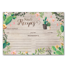 砂漠のサボテンのレシピのブライダルシャワーカード テーブルナンバー