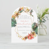 砂漠のサボテンの多汁性金ゴールド幾何学 招待状 (スタンド正面)