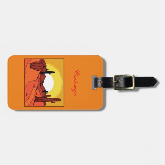 砂漠のサボテンの日没Thunder_Cove ラゲッジタグ (正面横)