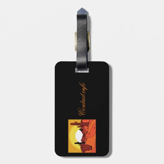 砂漠のサボテンの日没Thunder_Cove ラゲッジタグ (裏面縦)