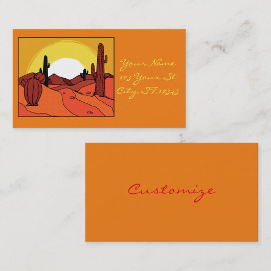 砂漠のサボテンの日没Thunder_Cove 名刺 (正面/裏面)