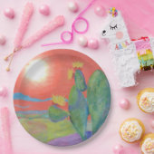 砂漠のサボテンの紙皿 ペーパープレート (パーティー)