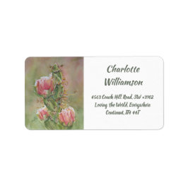 砂漠のサボテンの花の水彩アドレス ラベル