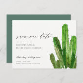 砂漠のサボテンの葉の水色日付を保存 案内ポストカード (正面/裏面)