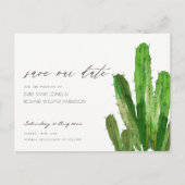 砂漠のサボテンの葉の水色日付を保存 案内ポストカード (正面)