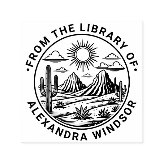 砂漠のサボテンの風景 #2 ライブラリーブック名 セルフインキングスタンプ (デザイン)