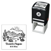 砂漠のサボテンの風景#3カップル名の日付 セルフインキングスタンプ (インサイチュ)