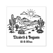 砂漠のサボテンの風景#3カップル名の日付 セルフインキングスタンプ (デザイン)